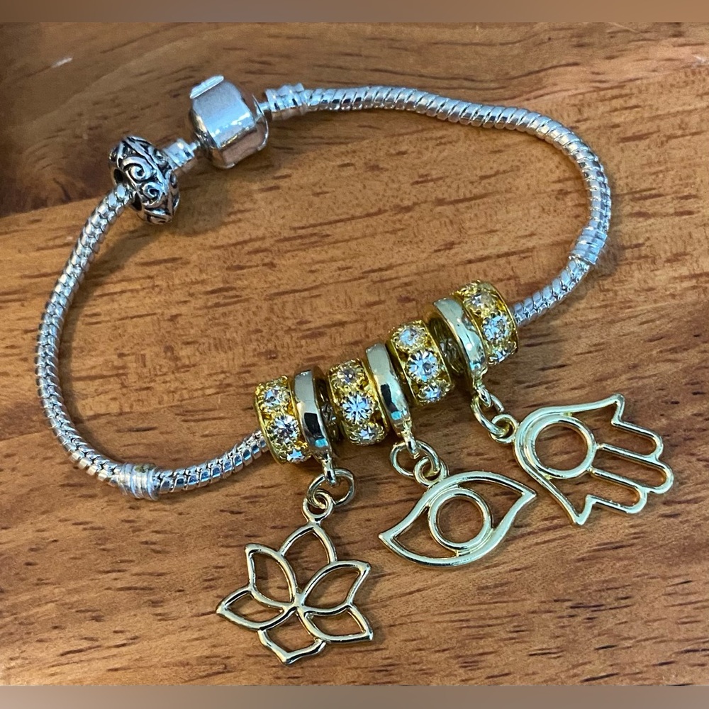NEW European and Chakra charms on asnake chain bracelet #3